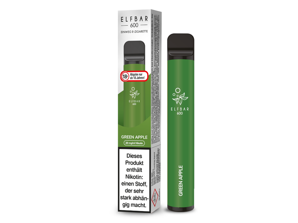 Elfbar - 600 Einweg E-Zigarette - Green Apple 20 mg/ml