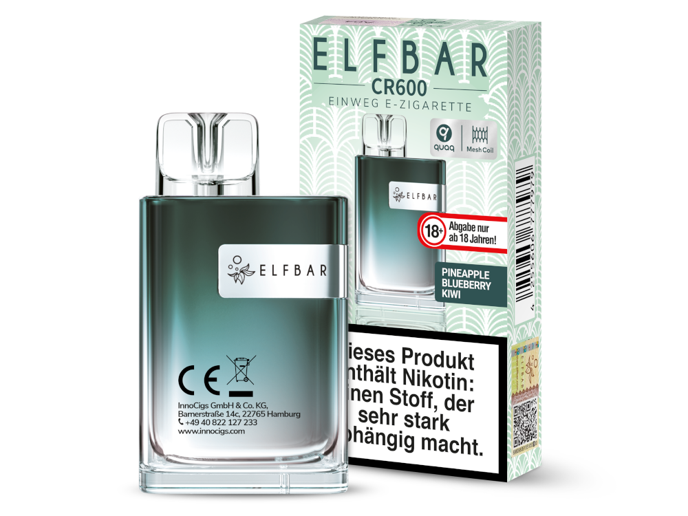 Elfbar - CR600 Einweg E-Zigarette - Pineapple Blueberry Kiwi 20 mg/ml