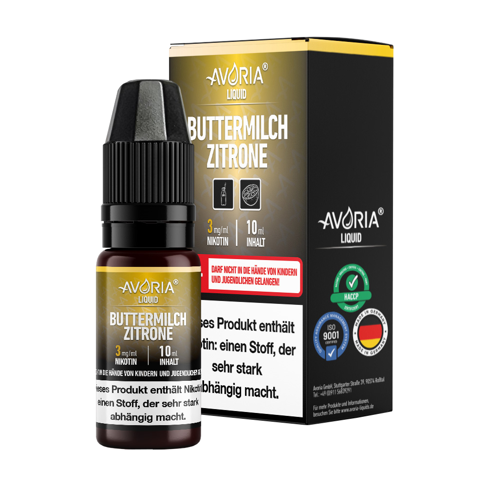 Avoria - Buttermilch-Zitrone E-Zigaretten Liquid 0 mg/ml