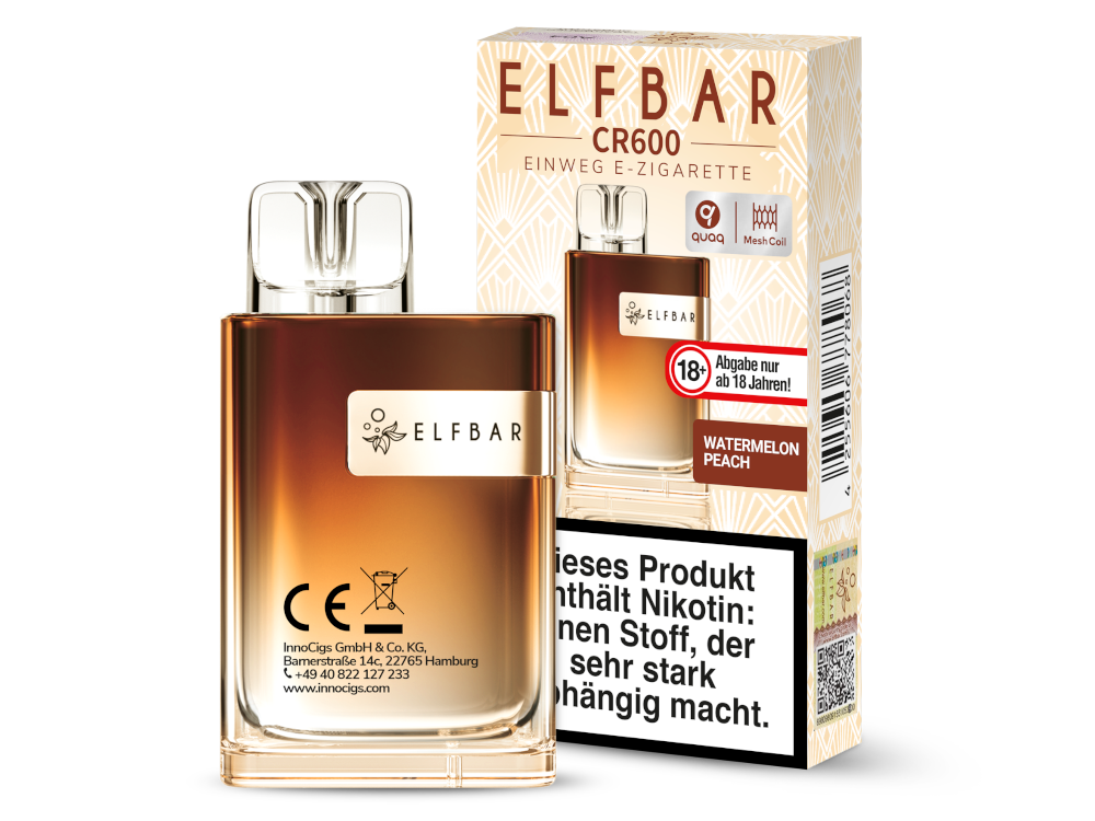 Elfbar - CR600 Einweg E-Zigarette - Watermelon Peach 20 mg/ml