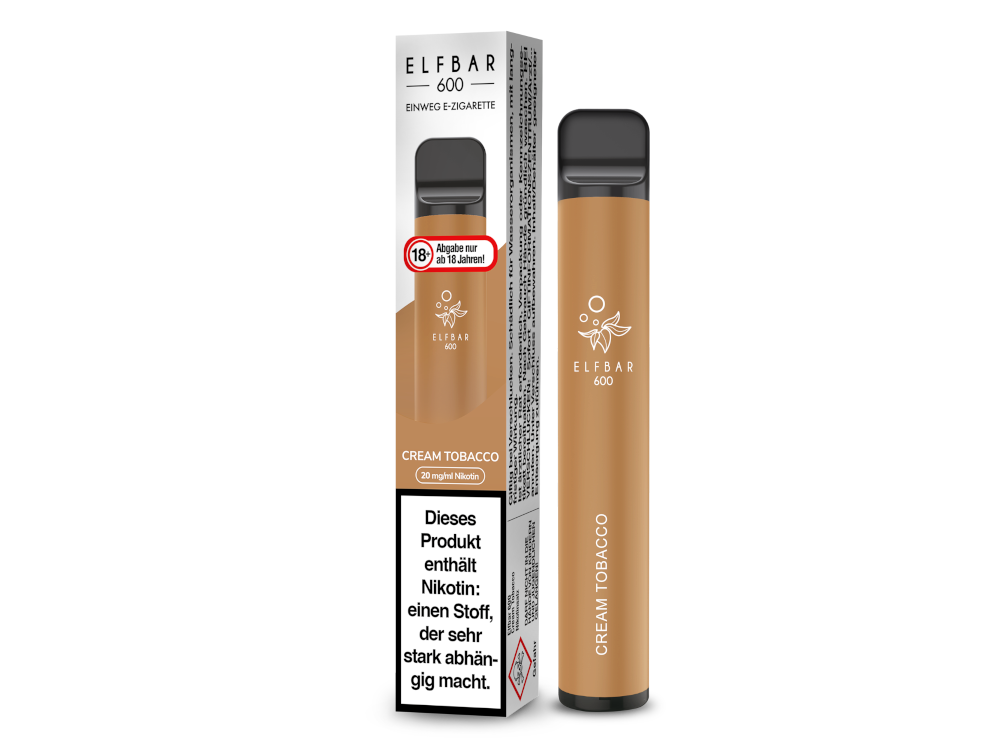 Elfbar - 600 Einweg E-Zigarette - Cream Tobacco 20 mg/ml
