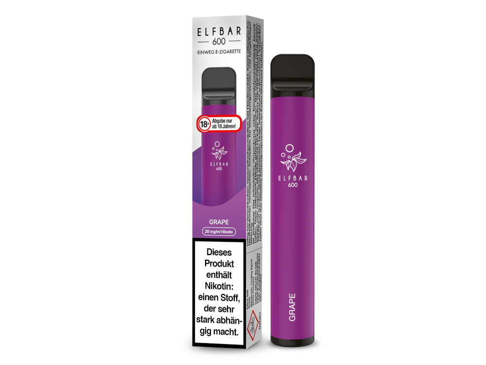 Elfbar - 600 Einweg E-Zigarette - Grape 20 mg/ml