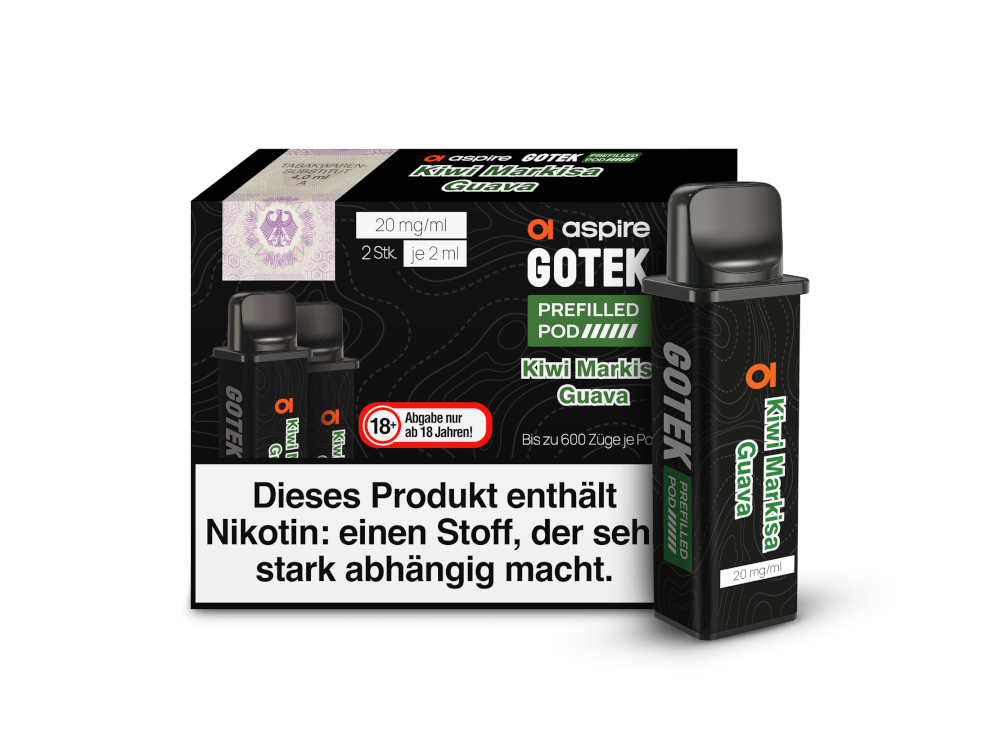 Aspire - GoTek Pod Kiwi Markisa Guava 20 mg/ml (2 Stück pro Packung)