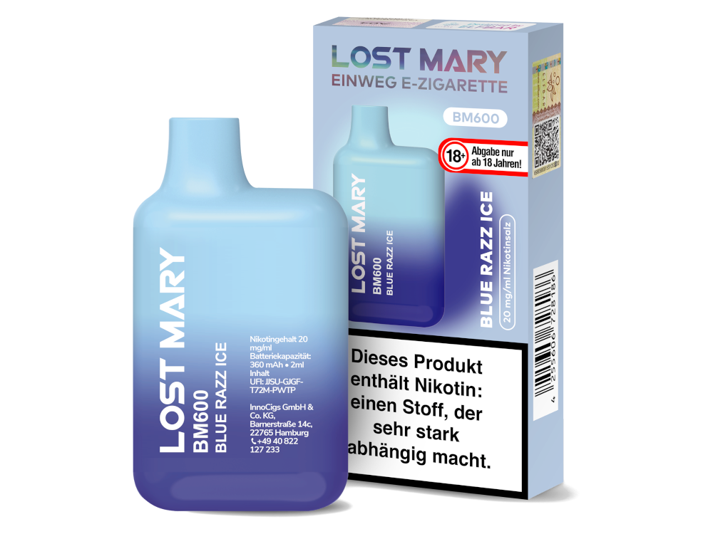 Lost Mary - BM600 Einweg E-Zigarette - Blue Razz Ice 20 mg/ml