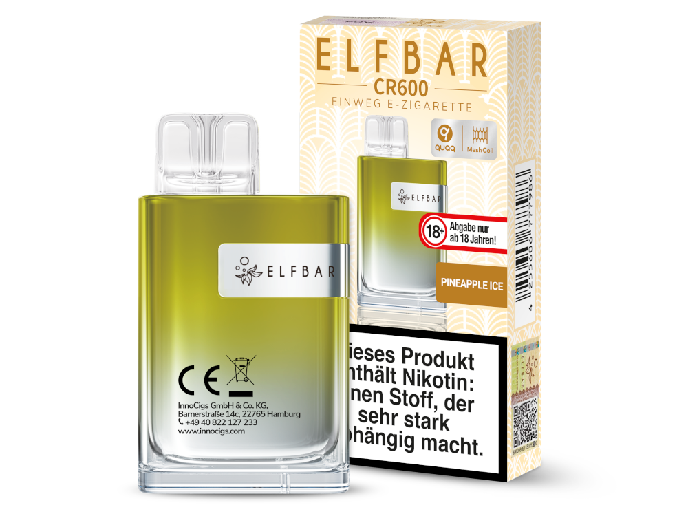 Elfbar - CR600 Einweg E-Zigarette - Pineapple Ice 20 mg/ml