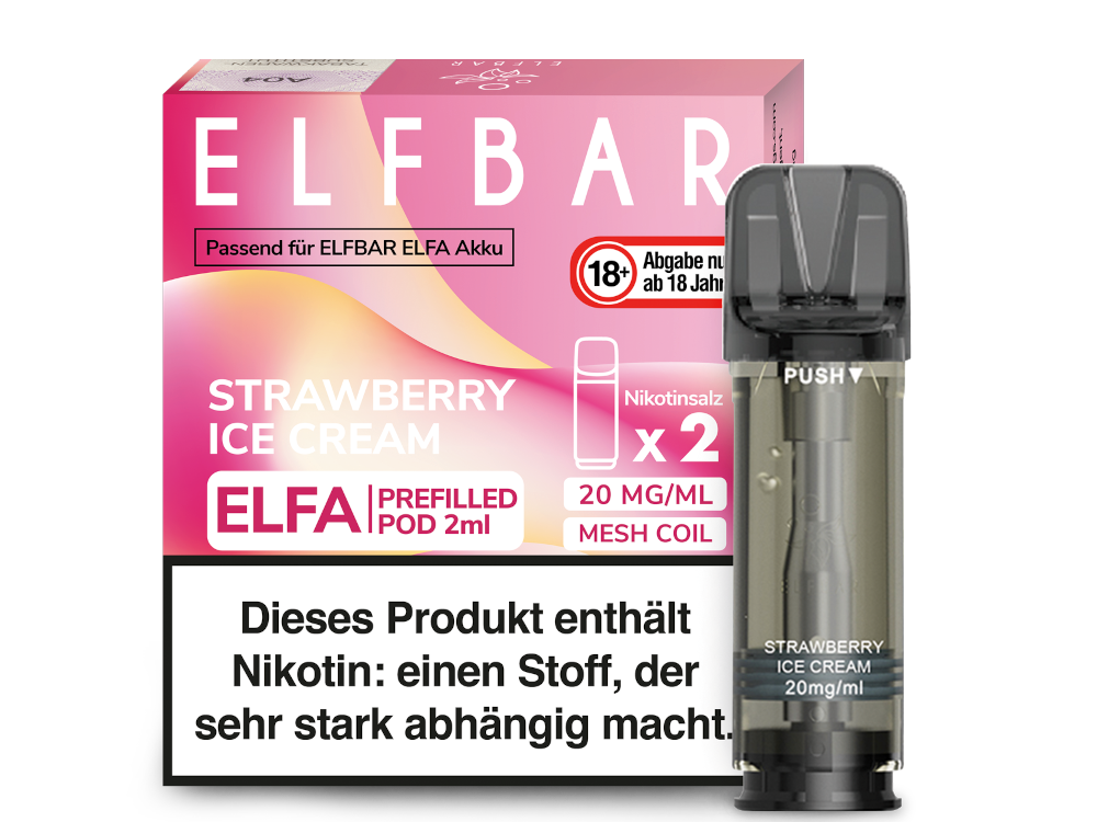 Elfbar - Elfa Pod Strawberry Ice Cream 20 mg/ml (2 Stück pro Packung)