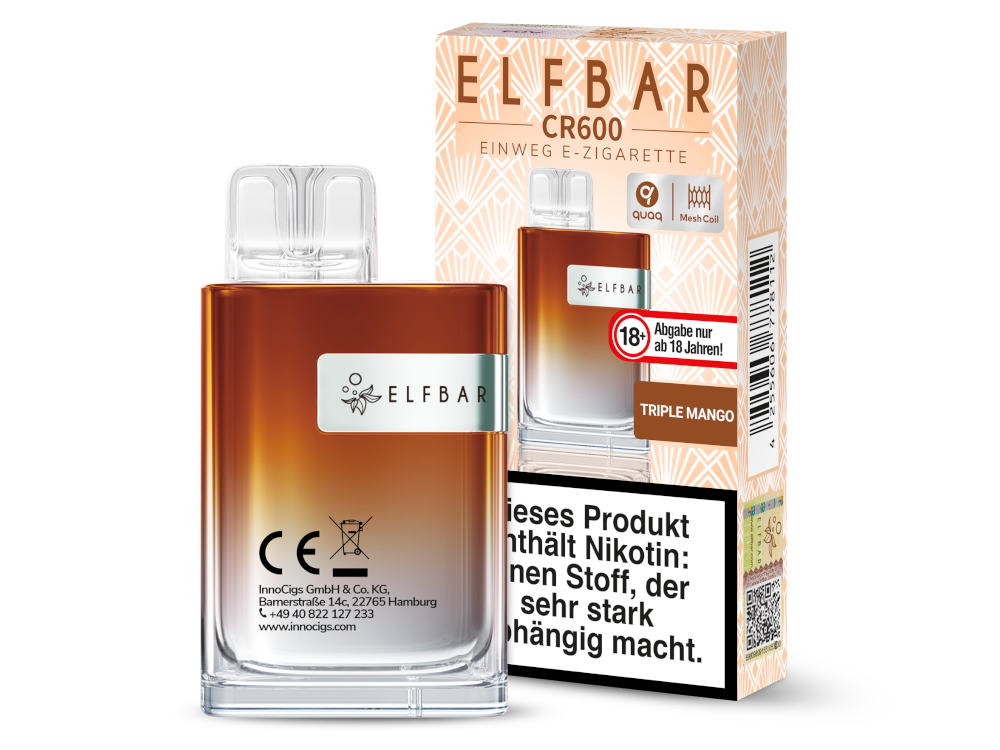 Elfbar - CR600 Einweg E-Zigarette - Triple Mango 20 mg/ml