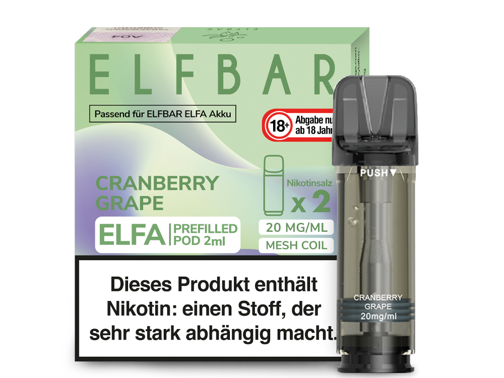Elfbar - Elfa Pod Cranberry Grape 20 mg/ml (2 Stück pro Packung)